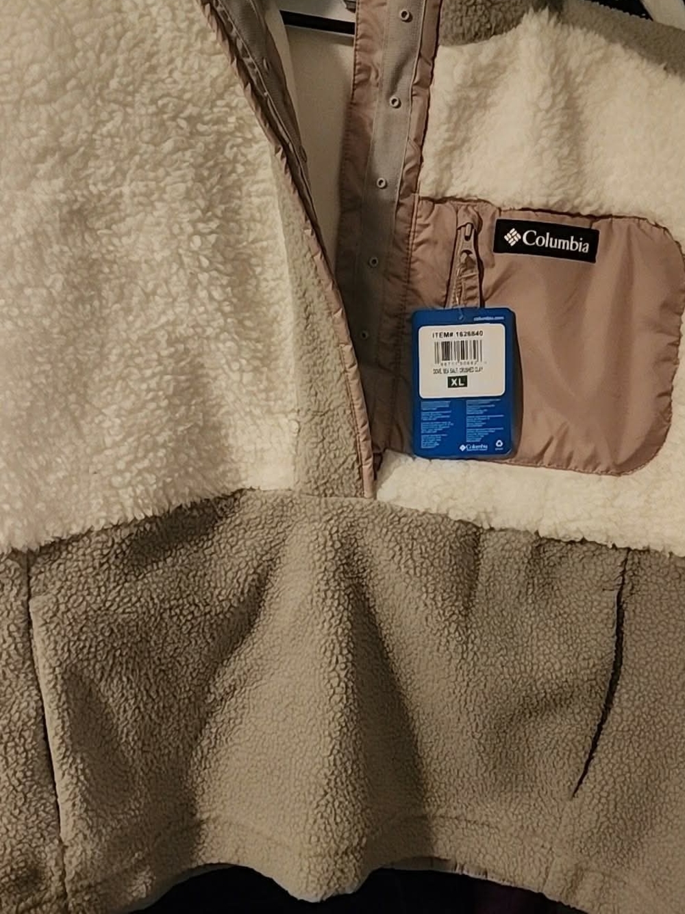 Columbia Two-Tone Sherpa Pullover - Cream & Taupe